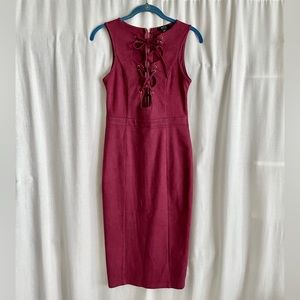 Cherry color mini dress. Sleeveless. Size S. Nice design of front